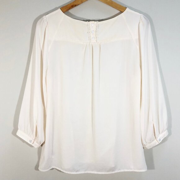 ANTHRO MAEVE Ivory Floral Lace Crochet Front Blouse 8 - Picture 6 of 11